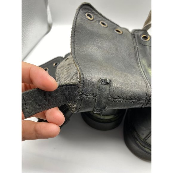 Dr. Martens Aimilita BLACK GREEN Leather Boots Womens SIZE 8 Combat Foldover DI - Picture 6 of 9